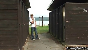 Old Man Fucks Mature Blonde In Public Restroom